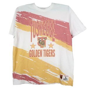 Tuskegee Golden Tigers Mitchell & Ness‎ HBCU L Large Shirt Paint Brush White NWT